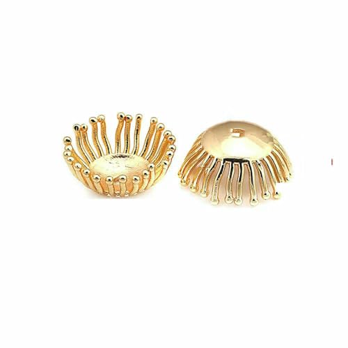 Durchmesser 12 MM 14,0 mm 15 MM 18 MM 18 Karat Goldfarbe Messing Blumenkappen Perlenkappen DIY Schmuckherstellung Ohrringe Zubehör für Frauen-47167-18 Karat Goldfarbe von TBSKUY