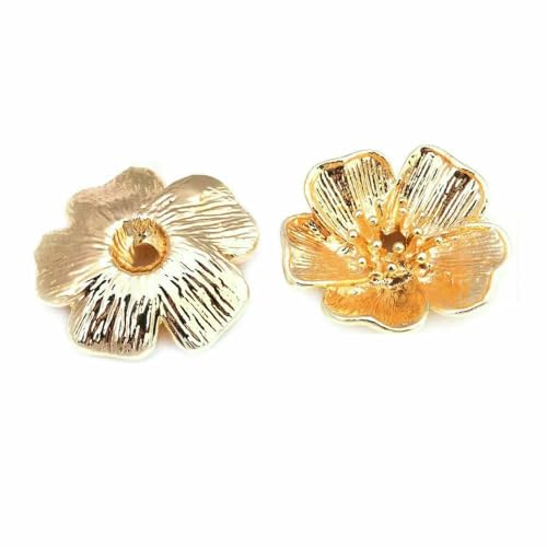 Durchmesser 12 MM 14,0 mm 15 MM 18 MM 18 Karat Goldfarbe Messing Blumenkappen Perlenkappen DIY Schmuckherstellung Ohrringe Zubehör für Frauen-47540-18 Karat Goldfarbe von TBSKUY