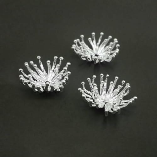 Durchmesser 12 mm, 14,0 mm, 15 mm, 18 mm, 18 Karat Goldfarbe, Messing, Blumenkappen, Perlenkappen, DIY-Schmuckherstellung, Ohrringe, Zubehör für Damen, 40512, Silberfarbe Durchmesser 12 mm, 14,0 mm, 15 mm, 18 mm, 18 Karat Goldfarbe, Messing, Blumenkappen, Perlenkappen, DIY-Schmuckherstellung, Ohrringe, Zubehör für Damen, 40512, Silberfarbe von TBSKUY