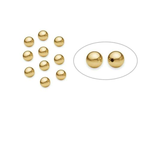Echte 14 Karat Gold gefüllte runde nahtlose Perlen, Goldperlen zur Schmuckherstellung, handgefertigt, DIY-Zubehör, Goldschmuck-Teile, Rocailles-Perlen, 10 Stück, 2 mm von TBSKUY