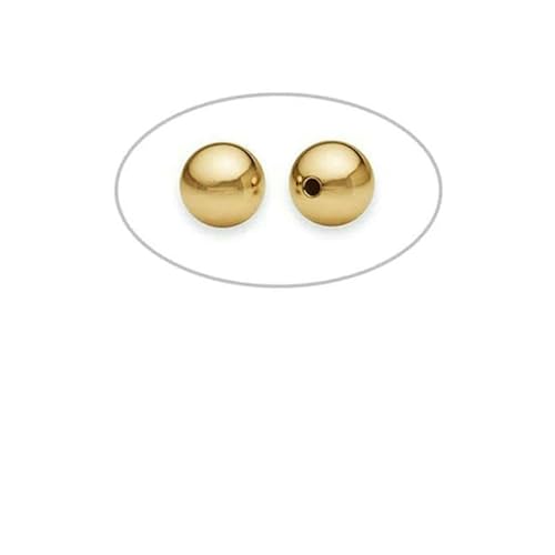 Echte 14 Karat Gold gefüllte runde nahtlose Perlen, Goldperlen zur Schmuckherstellung, handgefertigt, DIY-Zubehör, Goldschmuck-Teile, Rocailles-Perlen, 50 Stück, 2 mm von TBSKUY