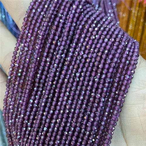Facettierte natürliche 2–3 mm Steinperlen, Zirkon, Rosenquarz, Amethyst, Rubin, Achat, Rocailles-Perlen zur Schmuckherstellung, Perlenarbeiten, DIY-Zubehör – 19. Lila G von TBSKUY