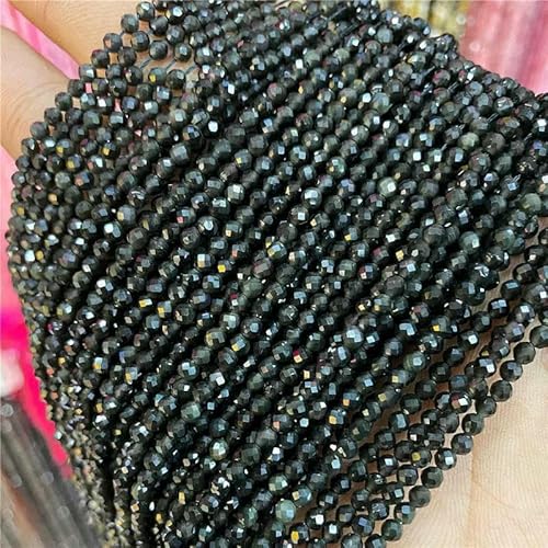 Facettierte natürliche 2–3 mm Steinperlen, Zirkon, Rosenquarz, Amethyst, Rubin, Achat, Rocailles-Perlen zur Schmuckherstellung, Perlenarbeiten, DIY-Zubehör – 43. Schwar von TBSKUY