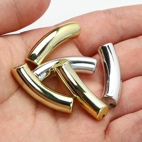 Gebogene Rohrperlen, 10 Stück, 34 x 11 mm, 8 x 33,0 mm, goldfarben, silberfarben, Acrylperlen zur Schmuckherstellung, Armbänder, Anhänger, DIY-Zubehör-C01710-33 x 8 mm, 10 Stück Gebogene Rohrperlen, 10 Stück, 34 x 11 mm, 8 x 33,0 mm, goldfarben, silberfarben, Acrylperlen zur Schmuckherstellung, Armbänder, Anhänger, DIY-Zubehör-C01710-33 x 8 mm, 10 Stück von TBSKUY