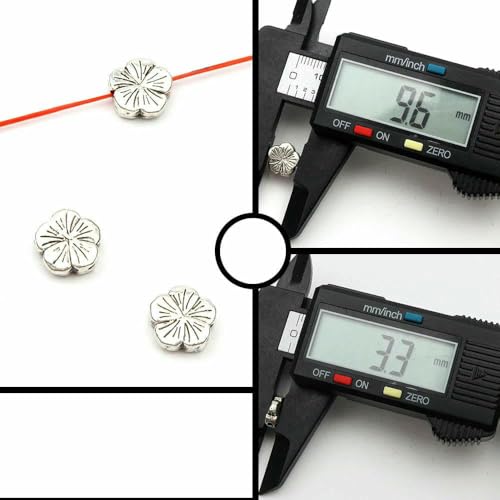 Gemischte tibetisch-silberfarbene Metallperlen mit Blumen- und Blattmotiv für die Herstellung von DIY-Schmuck, Armbändern, Halsketten und Ohrringen, 50 Stück, 33T3, Größe nach Wahl von TBSKUY