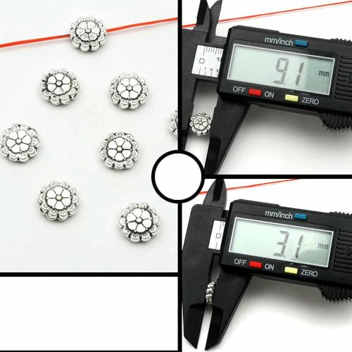 Gemischte tibetisch-silberfarbene Metallperlen mit Blumen- und Blattmotiv für die Herstellung von DIY-Schmuck, Armbändern, Halsketten und Ohrringen, 50 Stück, 66T3, Größe nach Wahl von TBSKUY