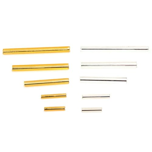 Gold Silber Farbe 45g/lot Glas Rocailles Perlen 9-30mm Bugle Tube Halskette Armband Ohrringe DIY Schmuckherstellung-Gold Silber MIX45g-30mm 45g von TBSKUY