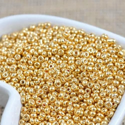 Gold- und Silberfarbene 2 mm 3,0 mm 4,0 mm Kristallglas-Abstandshalterperlen, tschechische Rocailles-Perlen für Schmuck, handgefertigt, DIY – GOLD – 3,0 mm, 500 Stück von TBSKUY