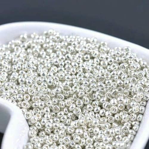 Gold- und Silberfarbene 2 mm 3,0 mm 4,0 mm Kristallglas-Abstandshalterperlen, tschechische Rocailles-Perlen für Schmuck, handgefertigt, DIY – SIVER-3,0 mm, 500 Stück von TBSKUY