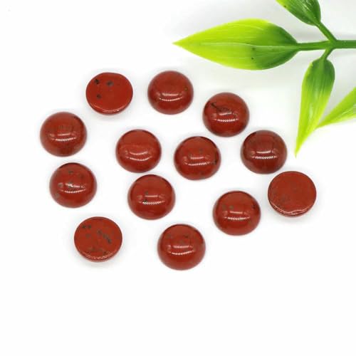 Großhandel 10 mm Naturstein Cabochon Runde flache Rückseite Lose Perlen DIY Schmuck Ring Armband Ohrring Anhänger Halskette Accessorise-Roter Jaspis-50 Stück von TBSKUY