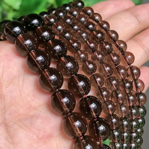 Großhandel Natursteinperlen, Bergkristall, runde lose Perlen zur Schmuckherstellung, 15,5 Zoll/Strang, Auswahlgröße 4/6/8/10/12 mm – F00102 – Rauchquarz – 12 mm, 30 Stück Perlen von TBSKUY