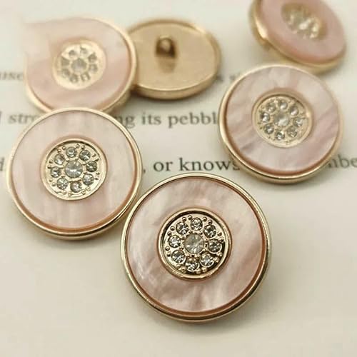 Hochwertige, luxuriöse rosa Metallknöpfe für Kleidung, Mäntel, Nähknöpfe, Strassverzierungen, Kleidung, Nähzubehör, 25 mm, 1–25 mm, 6 Stück von TBSKUY