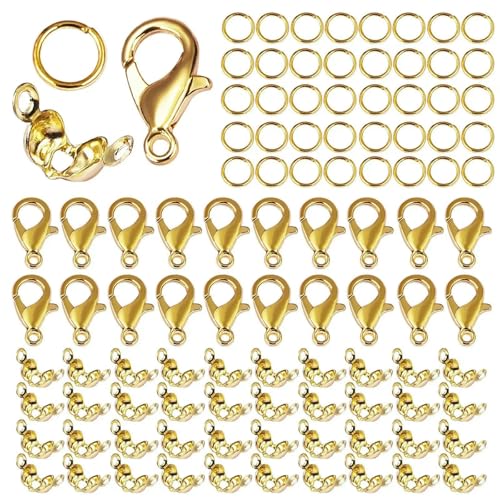 Karabinerverschlüsse aus Edelstahl, offene Biegeringe, Quetschperlen, Abdeckungen, Halsketten-Endverbinder, Zubehör für DIY-Schmuckzubehör, 03, Gold Karabinerverschlüsse aus Edelstahl, offene Biegeringe, Quetschperlen, Abdeckungen, Halsketten-Endverbinder, Zubehör für DIY-Schmuckzubehör, 03, Gold von TBSKUY