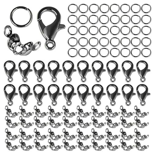 Karabinerverschlüsse aus Edelstahl, offene Biegeringe, Quetschperlen, Abdeckungen, Halsketten-Endverbinder, Zubehör für DIY-Schmuckzubehör, 08, Gun Black Karabinerverschlüsse aus Edelstahl, offene Biegeringe, Quetschperlen, Abdeckungen, Halsketten-Endverbinder, Zubehör für DIY-Schmuckzubehör, 08, Gun Black von TBSKUY