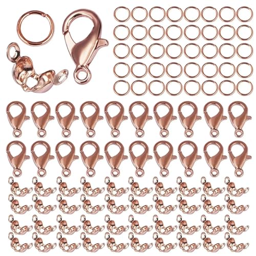 Karabinerverschlüsse aus Edelstahl, offene Biegeringe, Quetschperlen, Abdeckungen, Halsketten-Endverbinder, Zubehör für DIY-Schmuckzubehör, 09, Roségold Karabinerverschlüsse aus Edelstahl, offene Biegeringe, Quetschperlen, Abdeckungen, Halsketten-Endverbinder, Zubehör für DIY-Schmuckzubehör, 09, Roségold von TBSKUY