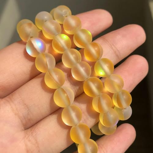 Matte Kristallglasperlen, mattierter Mondstein, Blitzglitzer, glänzende runde lose Perlen für die Schmuckherstellung, DIY-Halsketten und Armbänder, 15 Zoll, mattgelb, 6 mm, 61 Perlen Matte Kristallglasperlen, mattierter Mondstein, Blitzglitzer, glänzende runde lose Perlen für die Schmuckherstellung, DIY-Halsketten und Armbänder, 15 Zoll, mattgelb, 6 mm, 61 Perlen von TBSKUY