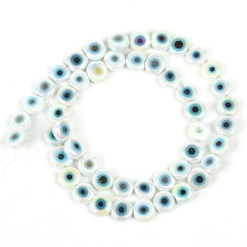 Mehrfarbige, flache, runde Millefiori-Perlen aus Lampwork-Glasur, gestreiftes Harz zur Herstellung von Schmuck, Armbändern und Zubehör, 6/8/10 mm, Typ 5–6 mm (ca. 61 Stück) von TBSKUY