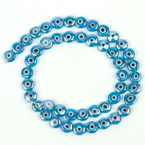 Mehrfarbige, flache, runde Millefiori-Perlen aus Lampwork-Glasur, gestreiftes Harz zur Schmuckherstellung, Armbänder, Zubehör, 6/8/10 mm, Typ 6–6 mm (ca. 61 Stück) von TBSKUY