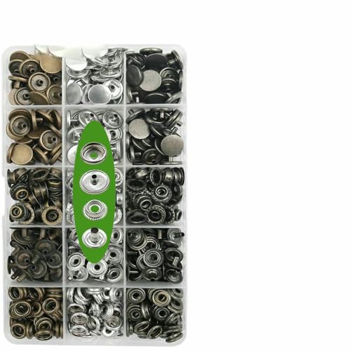 Metall-Druckknöpfe, Knopf-Sets mit Befestigungs-Botones, Installationszange, Nähzubehör für Kleidung, Jacke, Lederhandwerk, 203 mit Werkzeug von TBSKUY