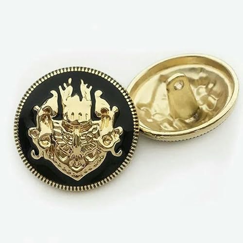 Metallknöpfe, Kronenmuster, golden, britischer College-Stil, Designer, handgefertigt, Luxus-Kleidungsstück, Nähzubehör, DIY-Knöpfe, 6 Stück, 10–18 mm, 6 Stü von TBSKUY