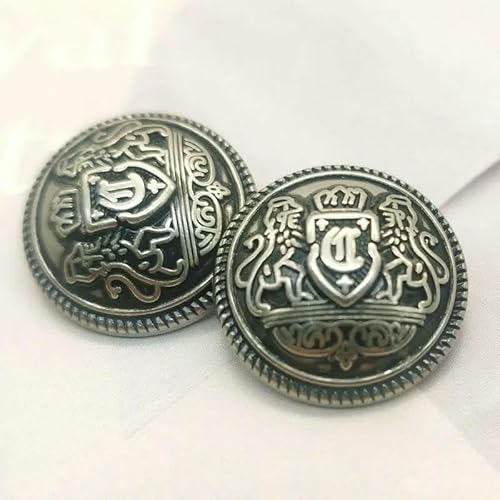 Metallknöpfe, Kronenmuster, golden, britischer College-Stil, Designer, handgefertigt, Luxus-Kleidungsstück, Nähzubehör, DIY-Knöpfe, 6 Stück, 23–20 mm, 6 Stü von TBSKUY