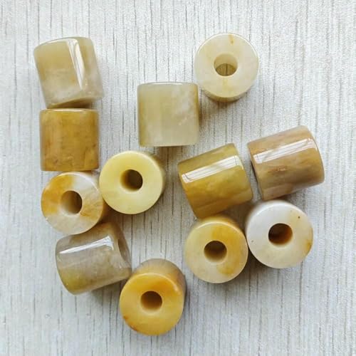 Mode Naturstein große Loch gemischt Zylinderform Perlen 16mm x 16mm für Schmuck Zubehör machen 12 Stück - gelb Jade Mode Naturstein große Loch gemischt Zylinderform Perlen 16mm x 16mm für Schmuck Zubehör machen 12 Stück - gelb Jade von TBSKUY