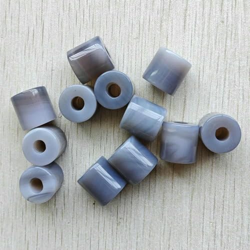Mode Naturstein große Loch gemischt Zylinderform Perlen 16mm x 16mm für Schmuck Zubehör machen 12 Stück - grau Achat Mode Naturstein große Loch gemischt Zylinderform Perlen 16mm x 16mm für Schmuck Zubehör machen 12 Stück - grau Achat von TBSKUY