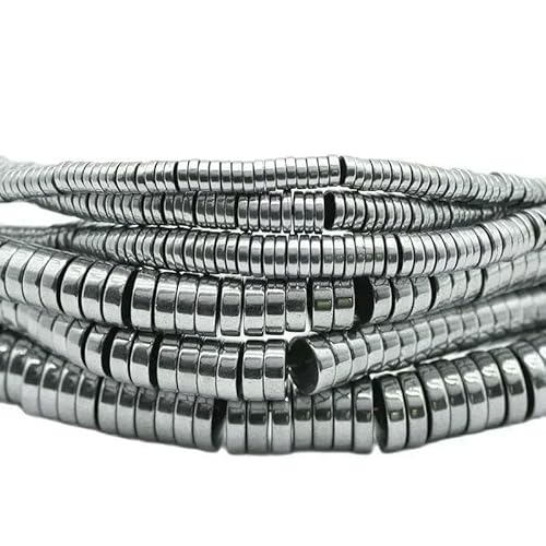 Münzförmiger Naturstein, silberfarben, Hämatit, 3/4/6/8 mm, flache, runde Abstandsperlen, lose Perlen zur Schmuckherstellung, DIY-Armbandzubehör, 8 x 2 mm, ca. 180 Stück von TBSKUY