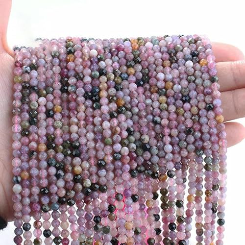 Natürliche 4,0 mm gemischte Turmalinperlen, kleine lose facettierte Edelsteinperlen zur Schmuckherstellung, DIY-Zubehör, Turmalin-Mix, 4–4,5 mm (90 Stück) von TBSKUY