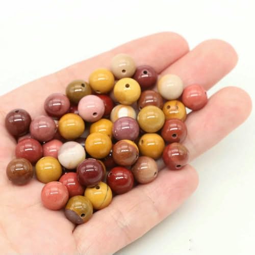 Natürliche Citrin-Steinperle zur Schmuckherstellung, glatter, runder Edelstein, DIY-Perlen für Armband-Halskettenzubehör, 4, 6, 8, 10 mm, Mookait, 10 mm, 36–39 Stück von TBSKUY