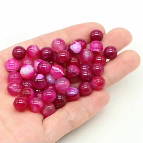 Natürliche Citrin-Steinperle zur Schmuckherstellung, glatter, runder Edelstein, DIY-Perlen für Armband-Halskettenzubehör, 4, 6, 8, 10 mm, rosa gestreifter Achat, 4,0 mm, 85 bis 90 Stück von TBSKUY