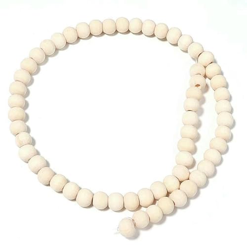 Natürliche Holzperlen, rund, oval, Abstandsperlen aus Holz für Schmuck, Armbänder, Halsketten, DIY-Charm, Rosenkranz, Kugelzubehör-T7943WH08- von TBSKUY