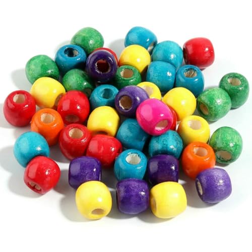 Natürliche Holzperlen zur Schmuckherstellung, Holzperlen mit großem Loch, lose Abstandsperlen, DIY-Haarschmuck, Armband, Halskette, Großhandel, Mix, 16 x 17 mm, 50 Stück von TBSKUY