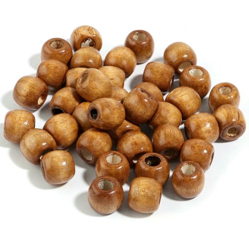 Natürliche Holzperlen zur Schmuckherstellung, Holzperlen mit großem Loch, lose Abstandsperlen, DIY-Haarschmuck, Armband, Halskette, Großhandel, hellbraun, 11 x 12 mm, 100 Stück von TBSKUY