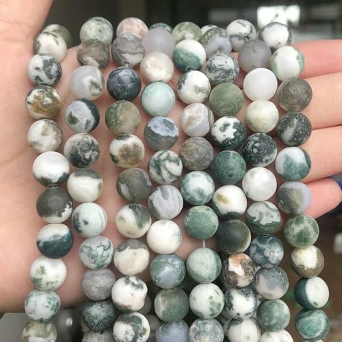 Natürliche Mineralien, Stein, matt, stumpf poliert, Amazonit, Achate, Howlith, Jaspis, Perlen für die Schmuckherstellung, DIY-Armband, Halskette, 4–10 mm, Baumachat, 6 mm, 62 Stück Natürliche Mineralien, Stein, matt, stumpf poliert, Amazonit, Achate, Howlith, Jaspis, Perlen für die Schmuckherstellung, DIY-Armband, Halskette, 4–10 mm, Baumachat, 6 mm, 62 Stück von TBSKUY