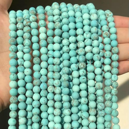 Natürliche Mineralien, Stein, matt, stumpf poliert, Amazonit, Achate, Howlith, Jaspis, Perlen für die Schmuckherstellung, DIY-Armband, Halskette, 4–10 mm, Türkis, 8 mm, 46 Stück Natürliche Mineralien, Stein, matt, stumpf poliert, Amazonit, Achate, Howlith, Jaspis, Perlen für die Schmuckherstellung, DIY-Armband, Halskette, 4–10 mm, Türkis, 8 mm, 46 Stück von TBSKUY