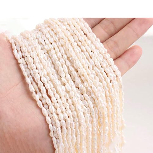 Natürliche Reis-Süßwasserperlen, AAA-Qualität, lose Perlmuttperlen zur Schmuckherstellung, Armband, Halskette, DIY-Zubehör, 3–3,5 Reisperlen von TBSKUY