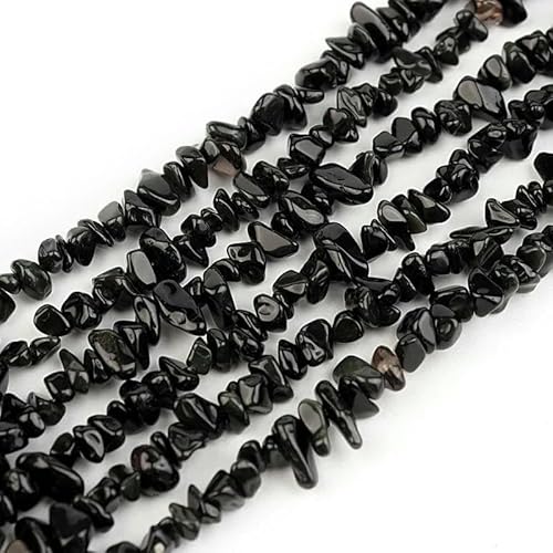 Natürliche Splittersteinperlen, unregelmäßiger Achat, Amazonit, Tigerauge, Jadestein für die Schmuckherstellung, DIY-Armband, Halskettenzubehör, Obsidian, 78 mm (ca. 220 Stück) von TBSKUY