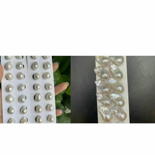 Natürliche barocke Süßwasserperlen A 2A 3A Weiß Rosa Lila Lose Perle zur Schmuckherstellung DIY Halskette Armband Zubehör-Weiß 2A-14–15 mm 1 Stück von TBSKUY