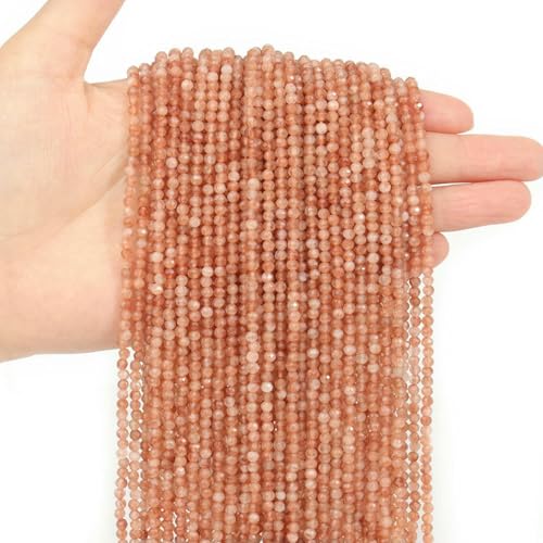 Natürliche kleine Steinperlen, facettiert, winziger Turmalin, Tigerauge, Abstandshalter für Schmuckherstellung, DIY-Armband, Halskette, Ring, 2/3/4,0 mm, Sonnenstein, 3,0 mm, 115 Stück Perlen von TBSKUY