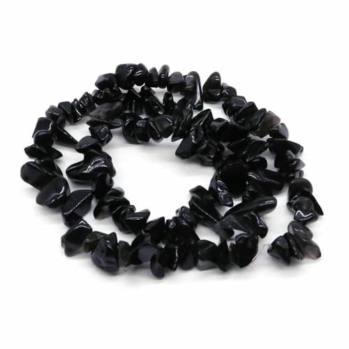 Natürliche lila Lepidolith-Kristallsteinperlen, Freiform-Chips, Kies für Party, DIY, Basteln, Halsketten, Armbänder, Schmuckherstellung – Schwarzer Obsidian – 20 Stück (ca. 81 cm) von TBSKUY