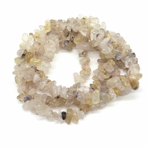 Natürliche lila Lepidolith-Kristallsteinperlen, Freiform-Chips, Kies für Partys, Basteln, Halsketten, Armbänder, Schmuckherstellung – Goldquarz – 10 Stück (ca. 81 cm) von TBSKUY