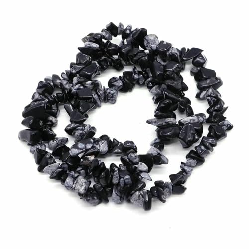 Natürliche lila Lepidolith-Kristallsteinperlen, Freiform-Chips, Kies für Partys, Basteln, Halsketten, Armbänder, Schmuckherstellung – Schneeflockenobsidian – 20 Stück (ca. 40,6 cm) von TBSKUY