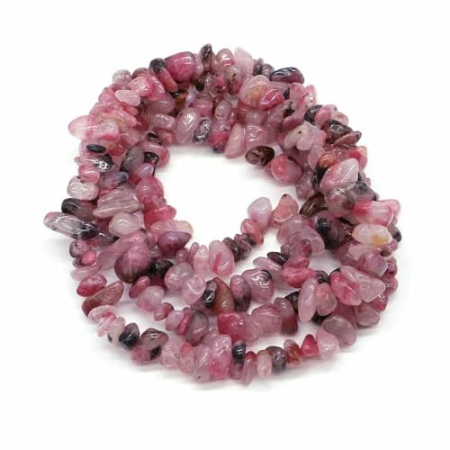Natürliche lila Lepidolith-Kristallsteinperlen, Freiform-Chips, Kies für Partys, Basteln, Halsketten, Armbänder, Schmuckherstellung – roter schwimmender Achat – 10 Stück (ca. 40,6 cm) von TBSKUY