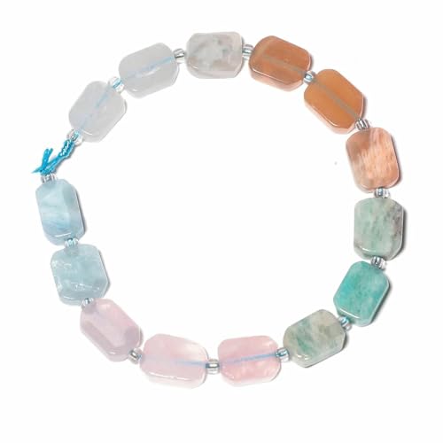 Natürliche rechteckige gemischte Steinperlen, Amazonit, Quarz, Tigerauge, Abstandsperlen für die Schmuckherstellung, DIY-Zubehör, Armbandzubehör, Typ 4, 8 x 12 mm, ca. 14 Stück von TBSKUY