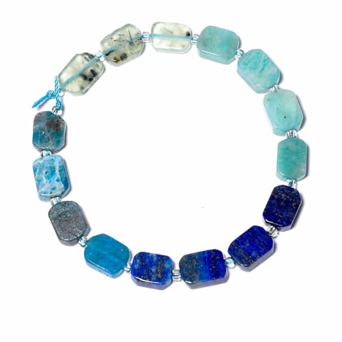 Natürliche rechteckige gemischte Steinperlen, Amazonit, Quarz, Tigerauge, Abstandsperlen für die Schmuckherstellung, DIY-Zubehör, Armbandzubehör, Typ 7–8 x 12 mm, ca. 14 Stück von TBSKUY