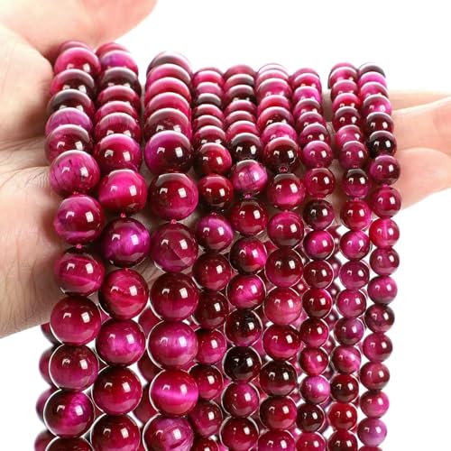 Natürliche rote Steinperlen, Tigerauge, rosa Achat, Quarz, Jade, lose Abstandsperlen für die Schmuckherstellung, DIY-Armband, Halskettenzubehör, rosarotes Tigerauge A, 10 mm, ca. 38 Stück Natürliche rote Steinperlen, Tigerauge, rosa Achat, Quarz, Jade, lose Abstandsperlen für die Schmuckherstellung, DIY-Armband, Halskettenzubehör, rosarotes Tigerauge A, 10 mm, ca. 38 Stück von TBSKUY