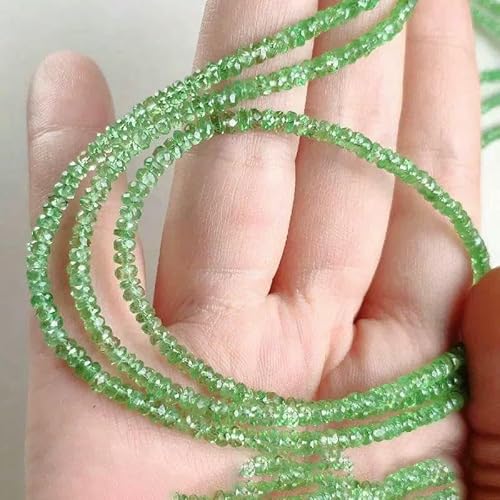 Natur Edelstein Grün Farbe Tsavorit Roundelle Facettiert 2,5-3,0mm 40cm für DIY Schmuck Machen Lose Perlen Party-Standard von TBSKUY