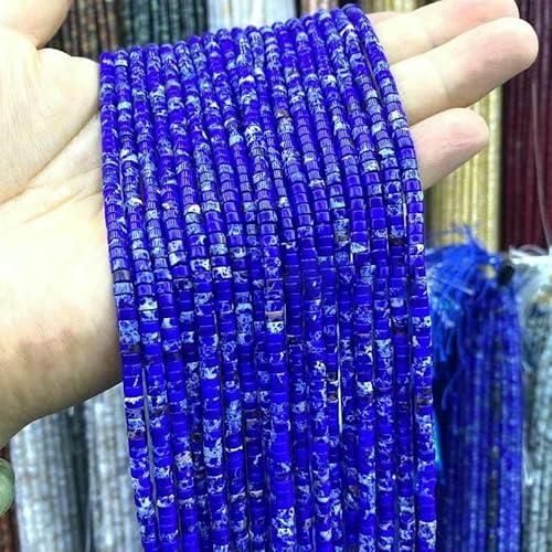 Naturstein, 2 x 4,0 mm, Rondelle, weißer Jade-Chalcedon, flach, rund, lose Abstandsperlen zur Schmuckherstellung, DIY-Armbandanhänger, dunkelblau, 4 x 2 mm, 147–150 Stück von TBSKUY
