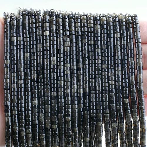 Naturstein 2 x 4,0 mm Howlith-Rondellperlen, blau, grün, rot, flach, türkis, lose Abstandshalter, Abakusperlen zur Schmuckherstellung, Zubehör – Goldener Obsidian – 2 x 4,0 mm (ca. 160 Stück) von TBSKUY